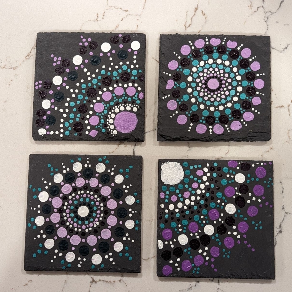💚Hand-Painted Coasters - Mandala Slate